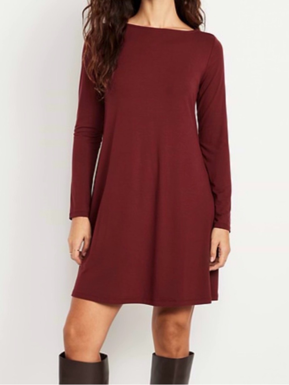 Old Navy Burgundy Long Sleeve Swing Dress